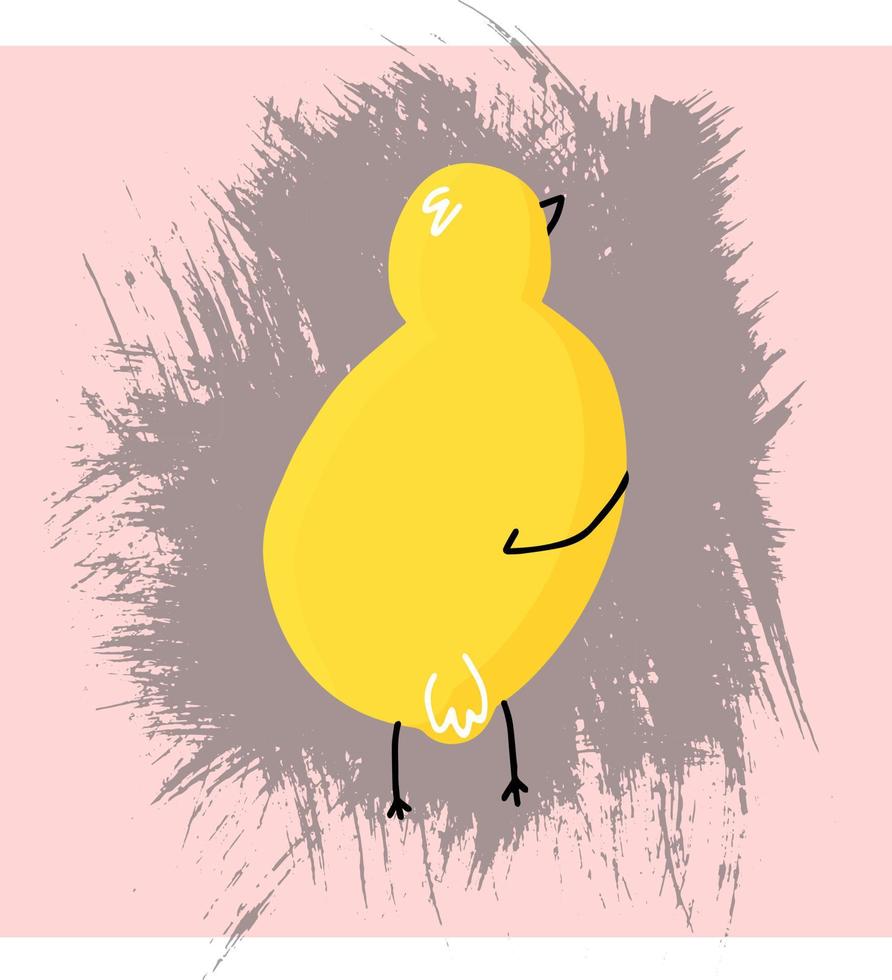 cute simple yellow chick isolated vector hand drawing on texture background