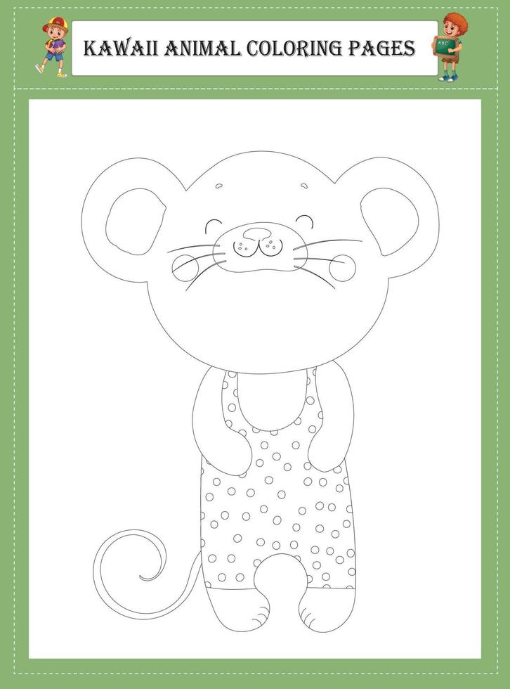 Kawaii Animal Coloring Pages vector