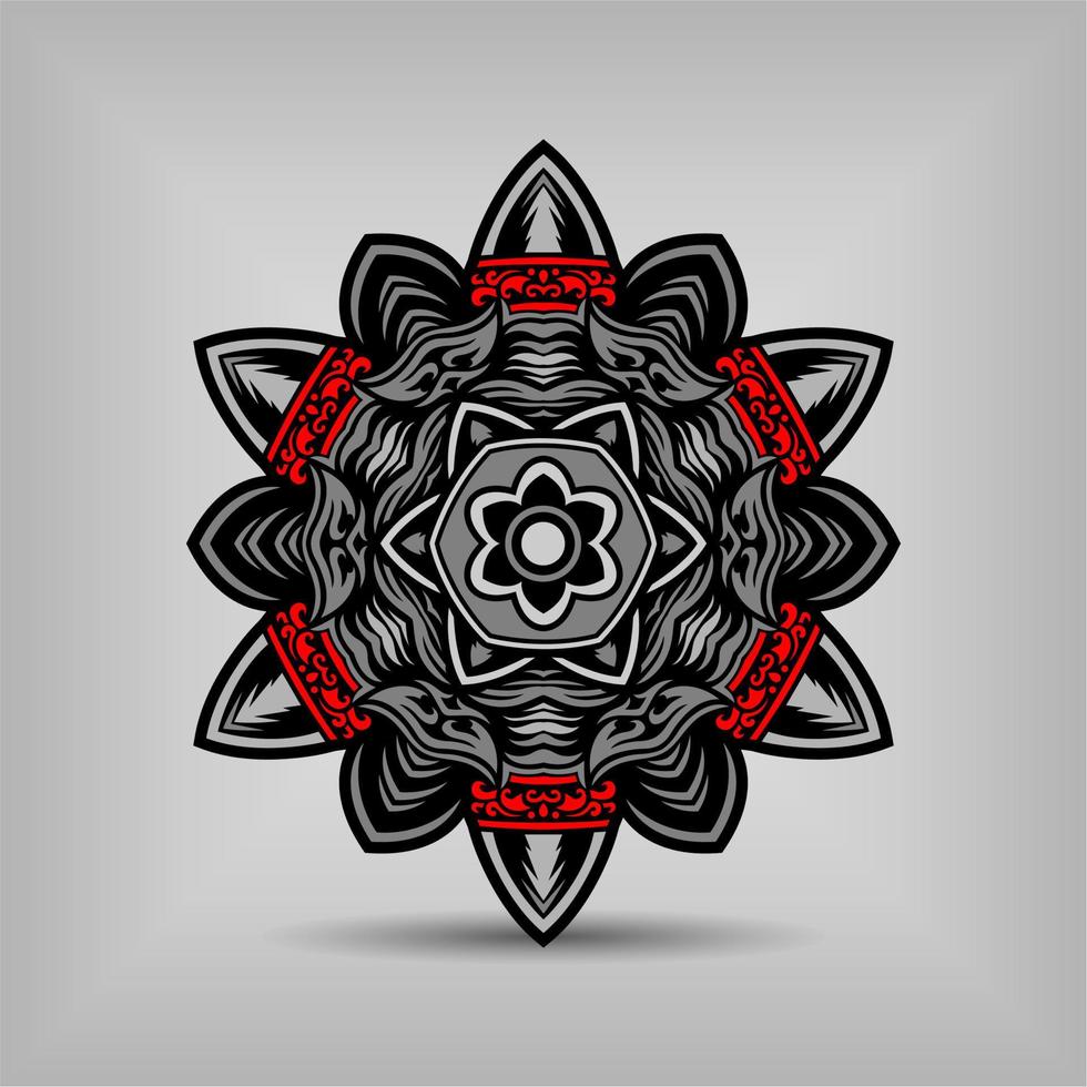 diseño de vector de arte de mandala premium con una hermosa mezcla de colores vector gratis