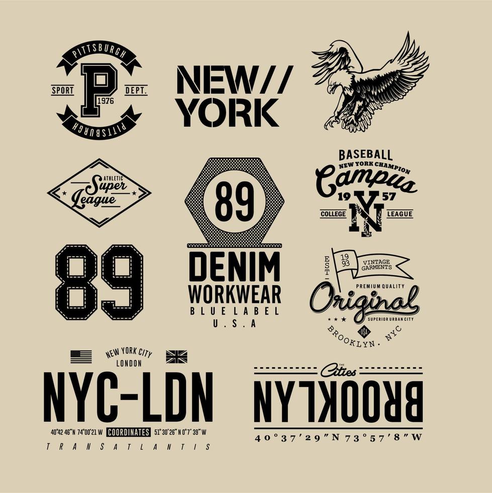 collection of logo and emblem typography design vector