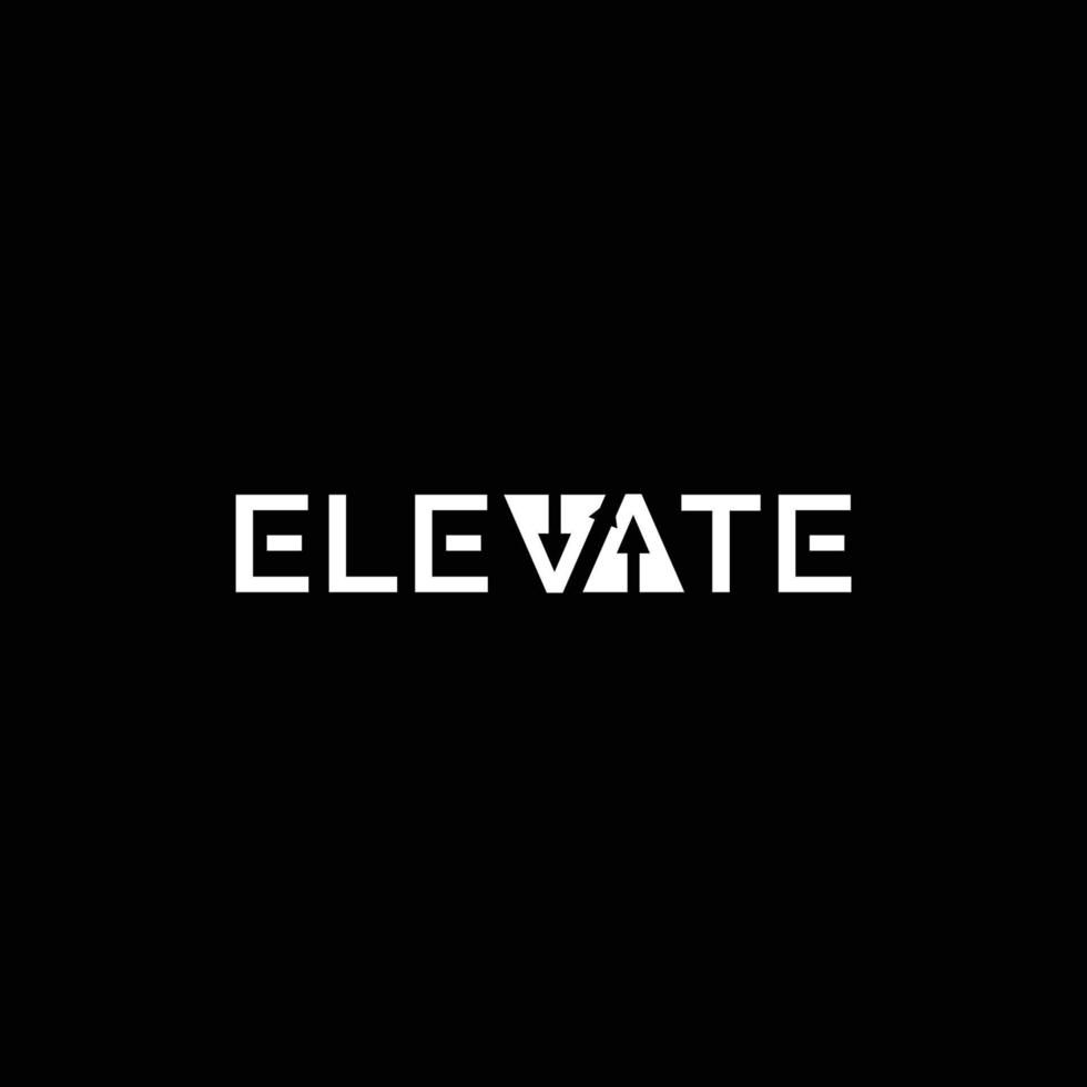 TYPOGRAPHY text logo ELEVATE modern. Isolated white background vector