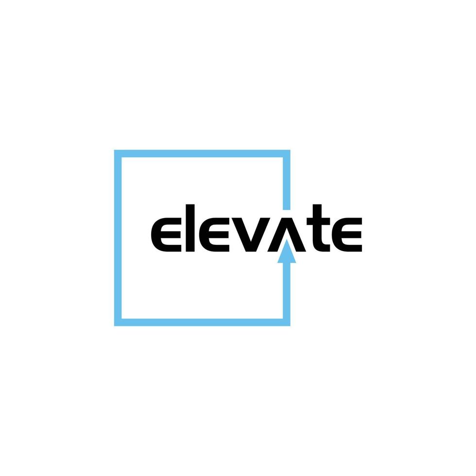 TYPOGRAPHY text logo ELEVATE modern. Isolated white background vector