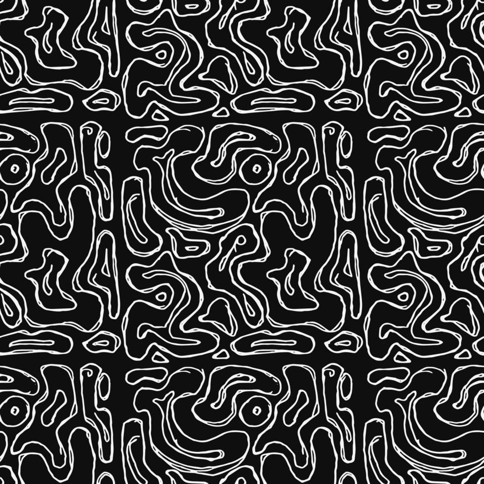 patrón de vector abstracto sin fisuras. vector de fideos con diseño abstracto sobre fondo negro. patrón abstracto vintage, fondo de elementos dulces para su proyecto, menú, cafetería