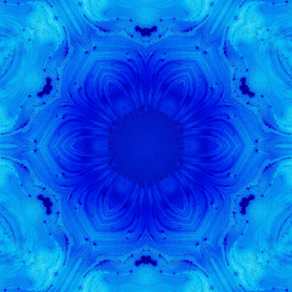 Dark blue abstract square background. Watercolor kaleidoscope pattern. Free background. photo