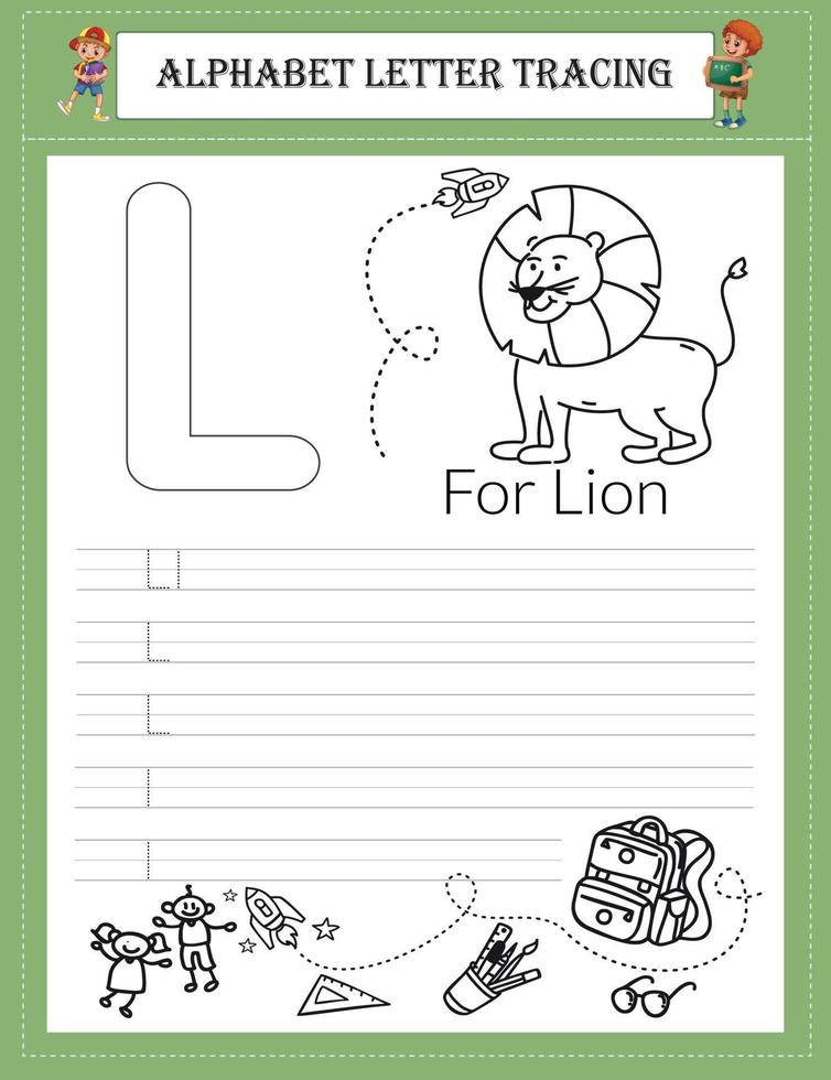 Alphabet tracing worksheet A-Z writing vector