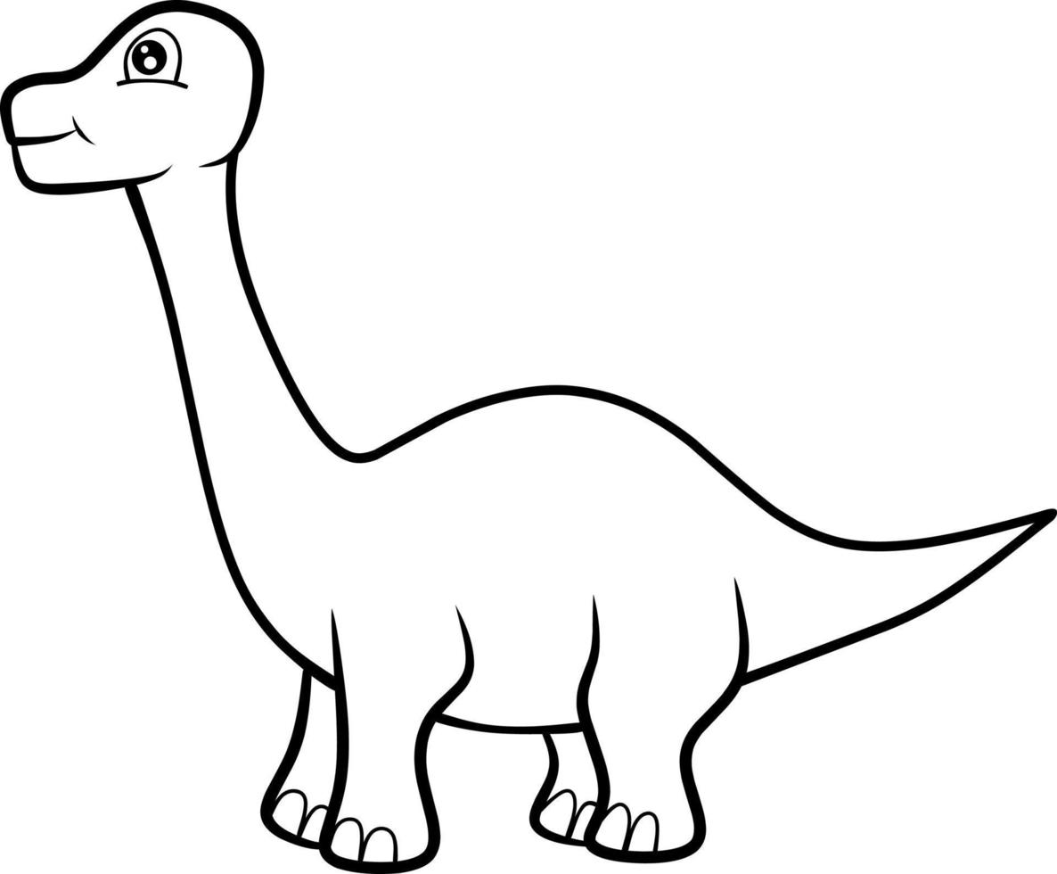 Illustration of Cute green dinosaur cartoon coloring page vector