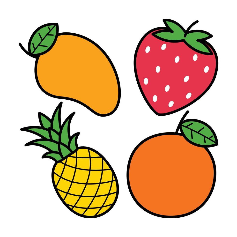 frutas en estilo de diseño plano vector