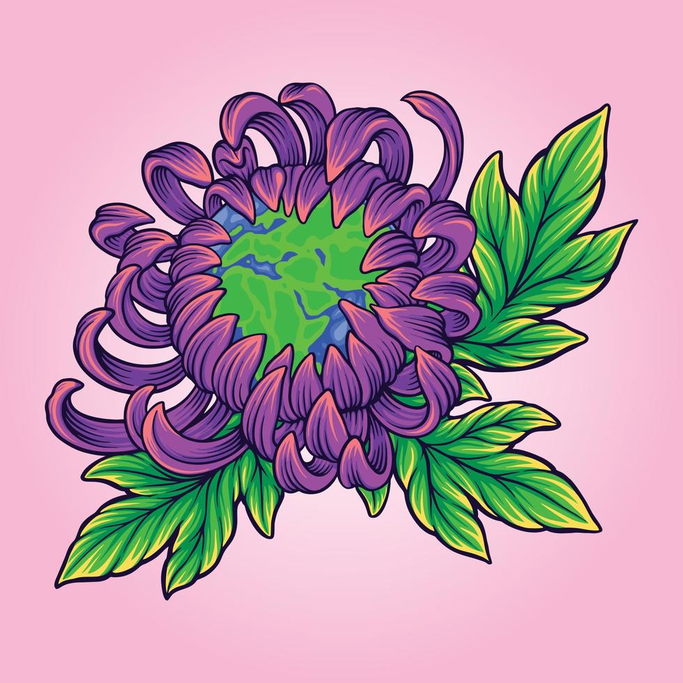 Celebrate international earth day with flourish ornate vector