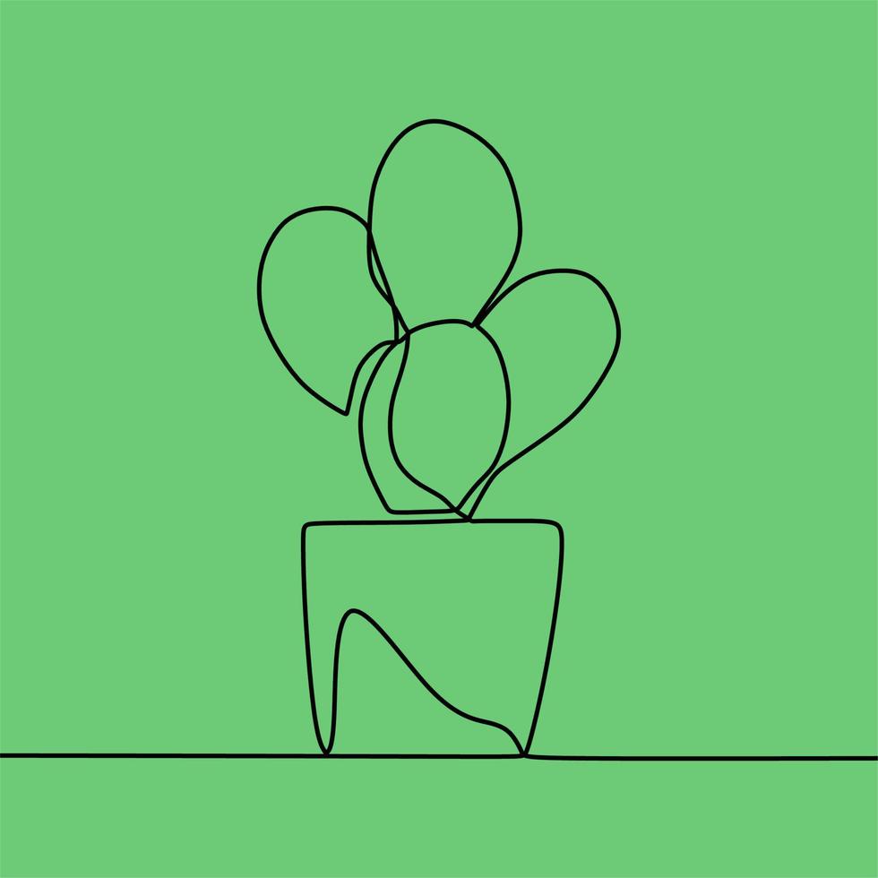 continuous line drawing on plant vector