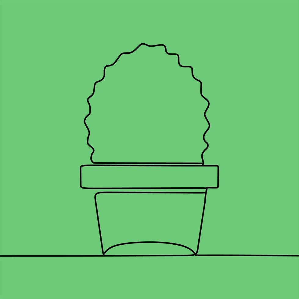 continuous line drawing on plant vector