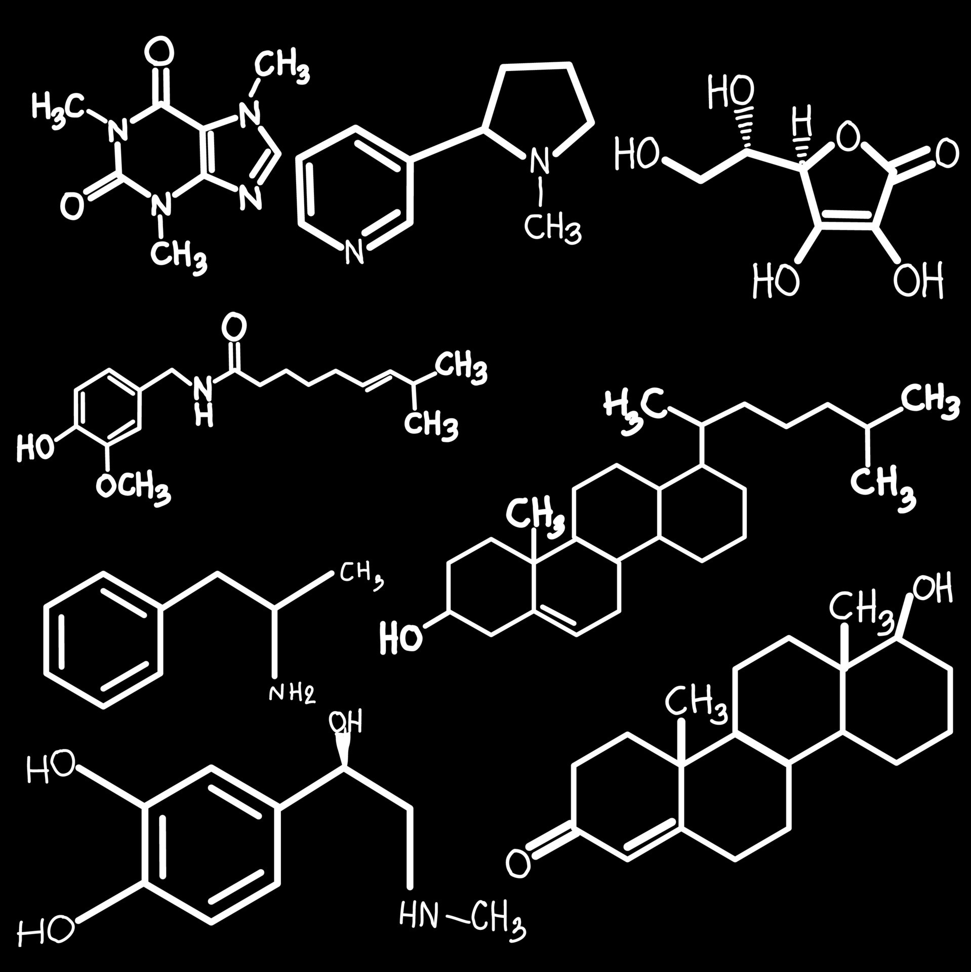 Hand drawn physic formula Science knowledge education. Chemical formula