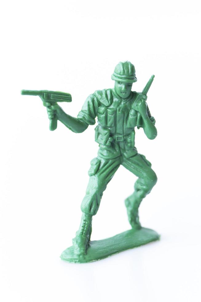 Toy soldier isolated on white background. photo