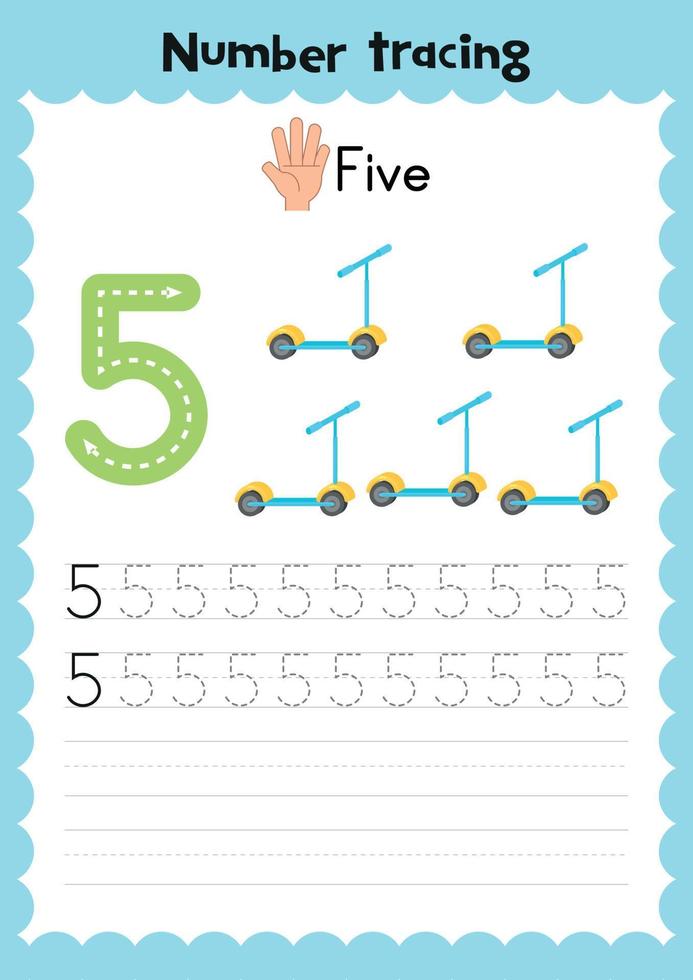 Printable number tracing worksheets. Number tracing. Numbers worksheet. vector