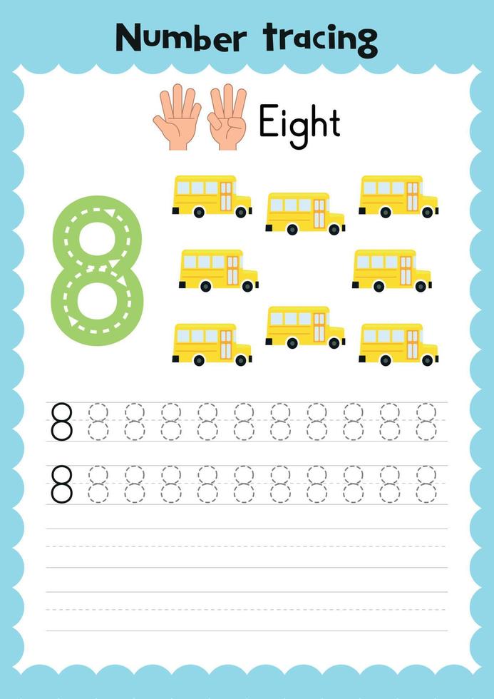 Printable number tracing worksheets. Number tracing. Numbers worksheet. vector