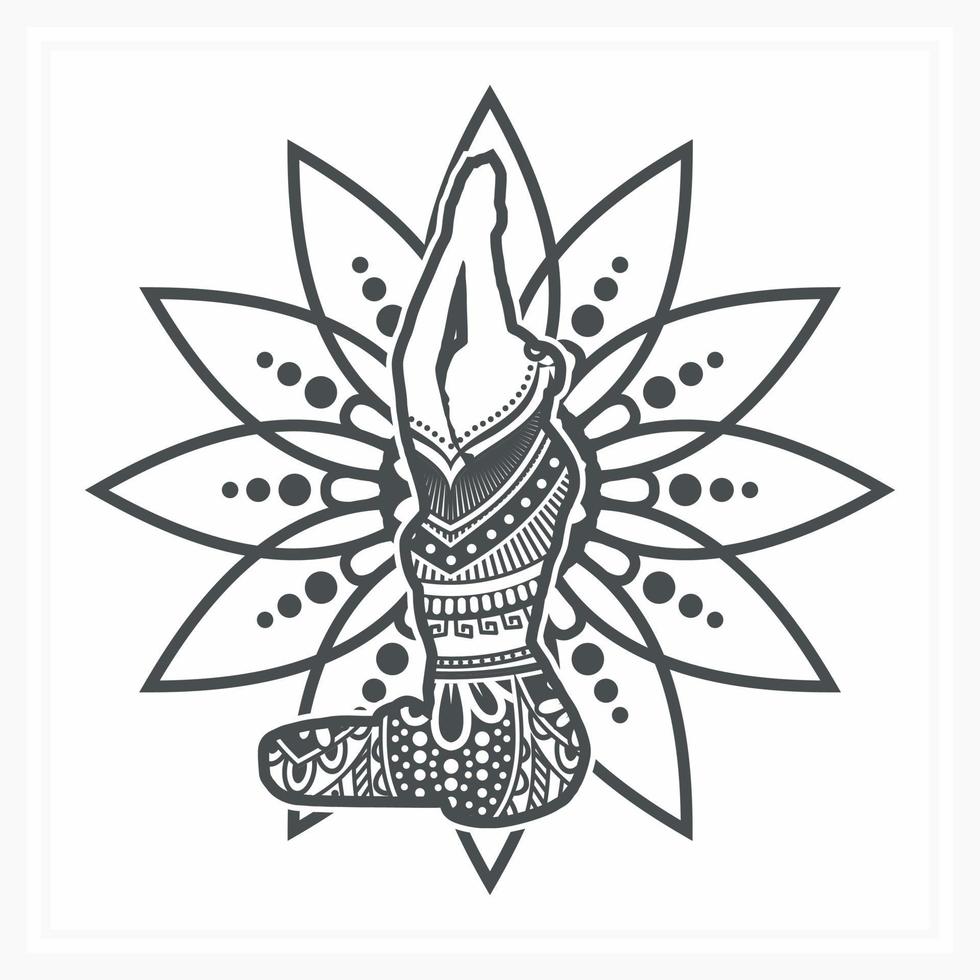 YOGA Mandala with Flower. Vector, Line Art vector
