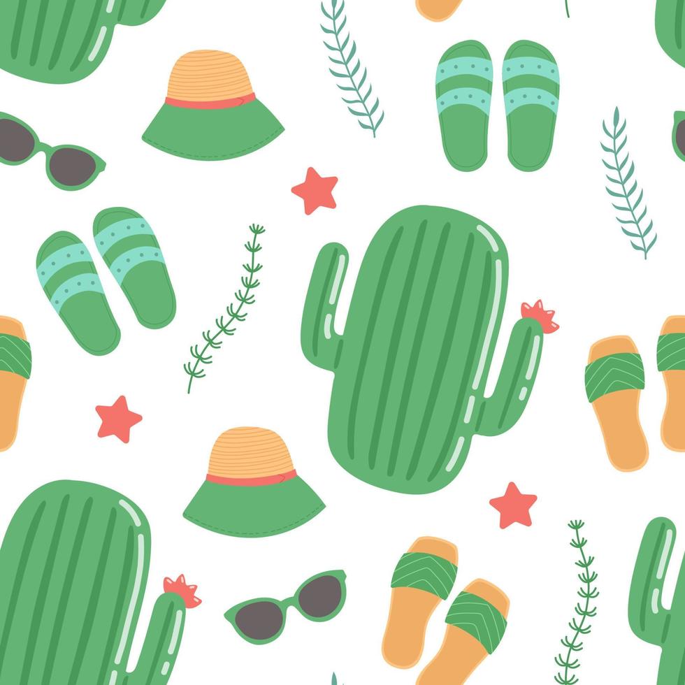 Summer seamless pattern vector illustration, flat design