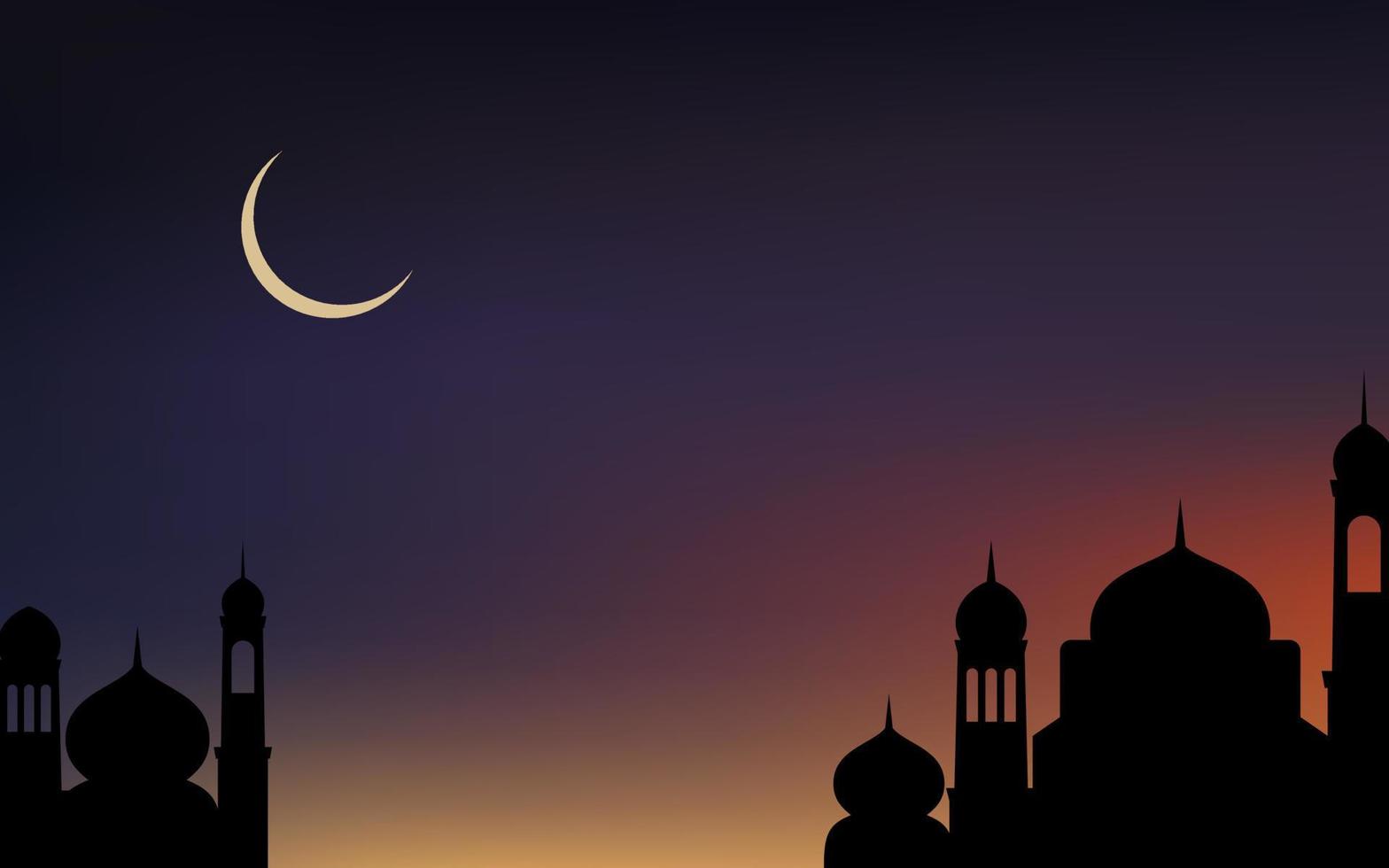 Ramadan Kareem, silhouette mosque islamic banner template vector