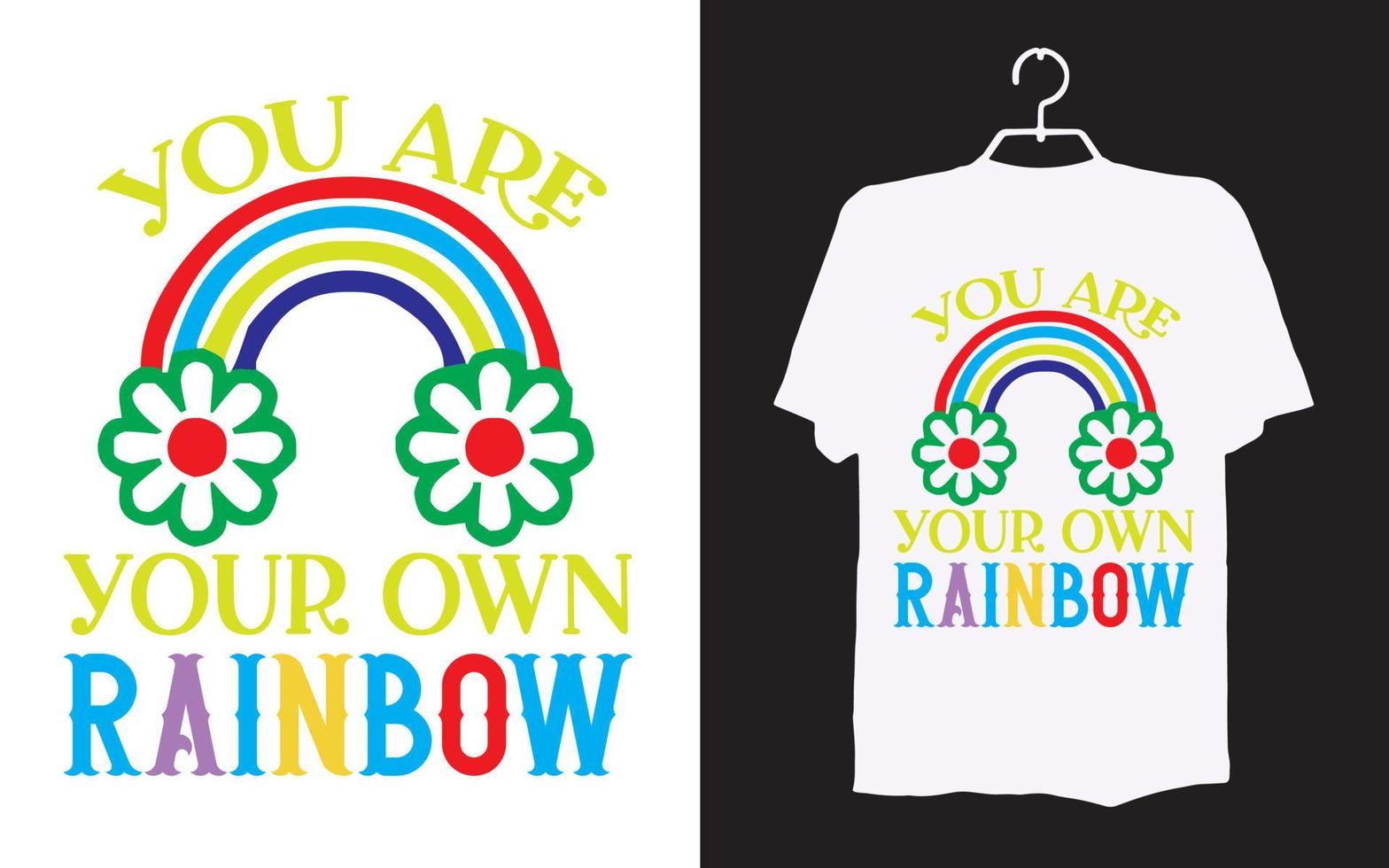 Print rainbow t-shirt design vector