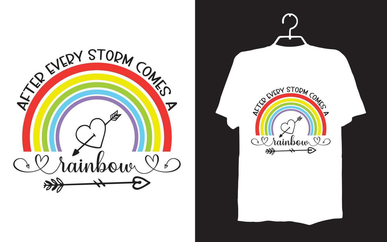 diseño de camiseta con estampado de arco iris vector