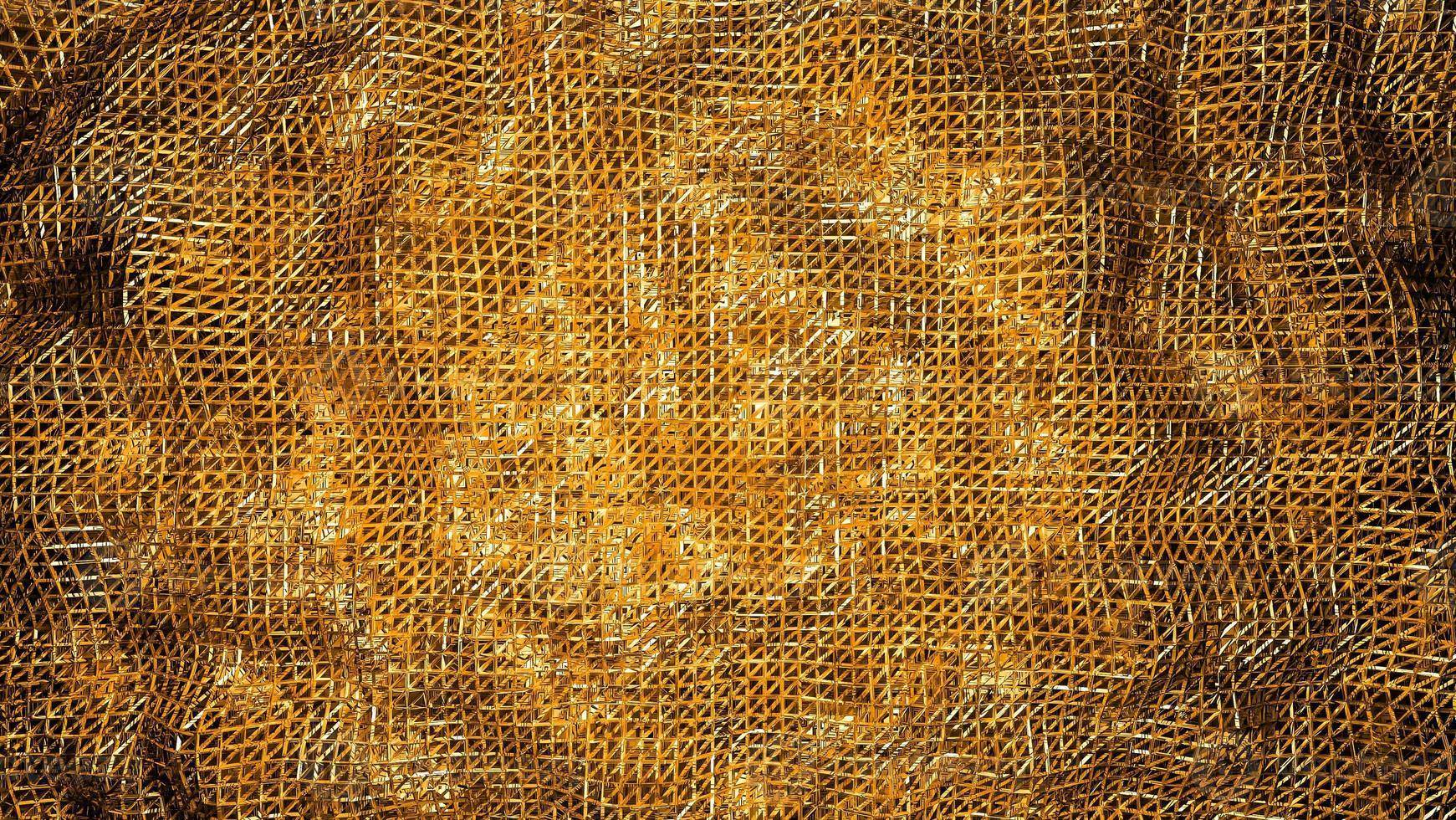 Abstract shinny golden wire net wave background for product presentation and brand luxury style. ,3D model and illustration. photo