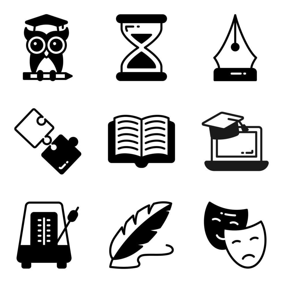 Education vector icons set, in flat design education, school, Collection of modern pictograms and university with elements for mobile concepts and web apps.