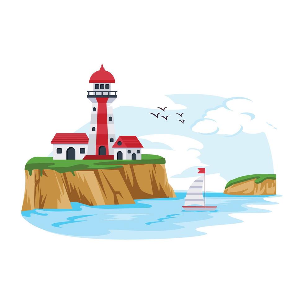 Download this flat design of riverside landscape vector
