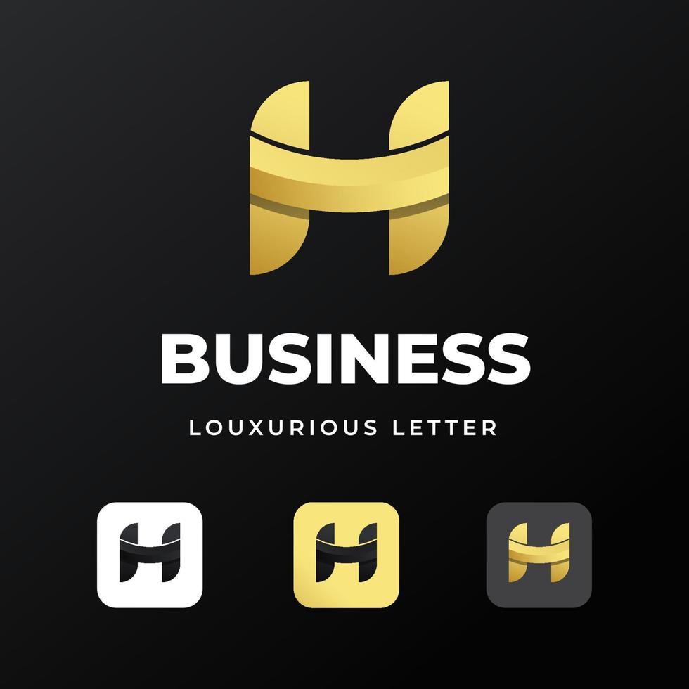 initial letter H logo template design with gold gradient concept luxury for business company vector