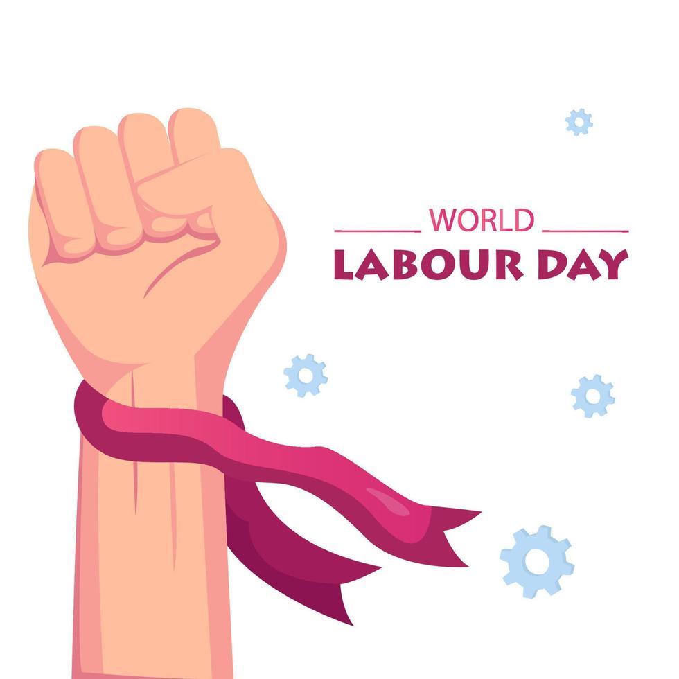 Happy labour day ilustration vector. The fist holding a wrench for the job. vector