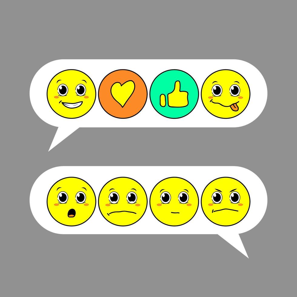 Weird cute and kawaii cartoon face reactions collection vector