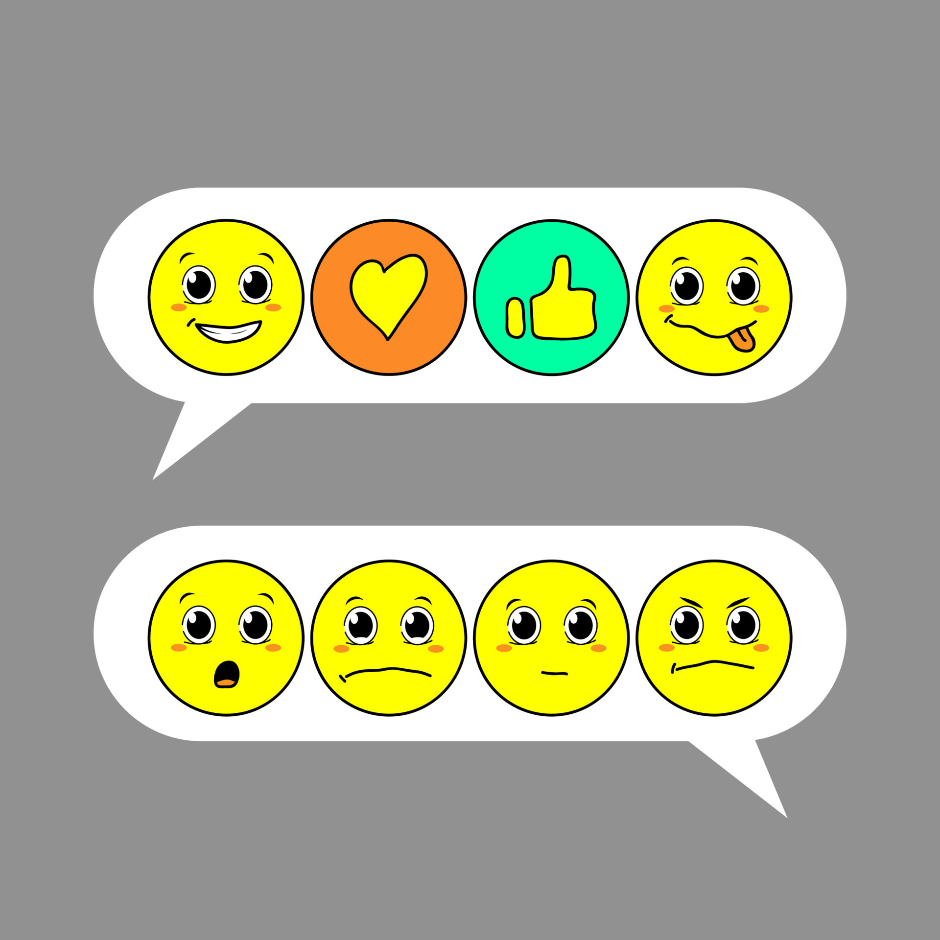 Weird cute and kawaii cartoon face reactions collection 11974221 Vector ...