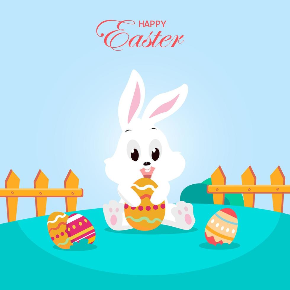 Flat design happy easter day big egg. Landing page template, Flat vector illustration