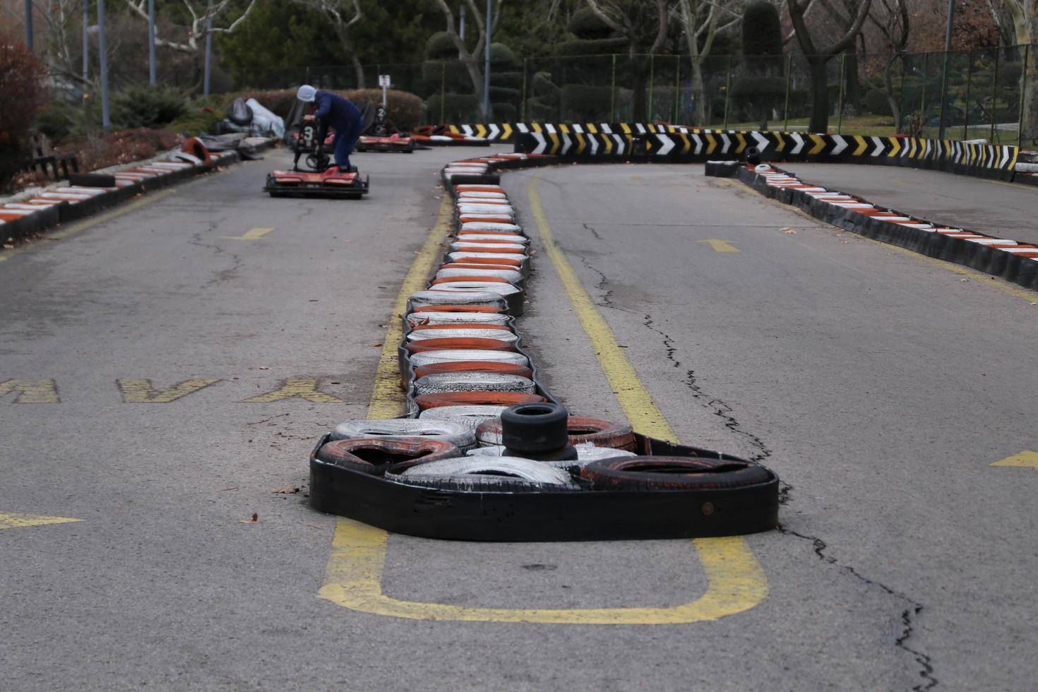 karting track area colorful tires fun adrenaline photo