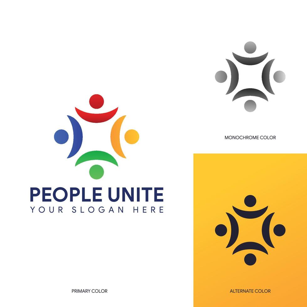 people family unite together logo concept vector