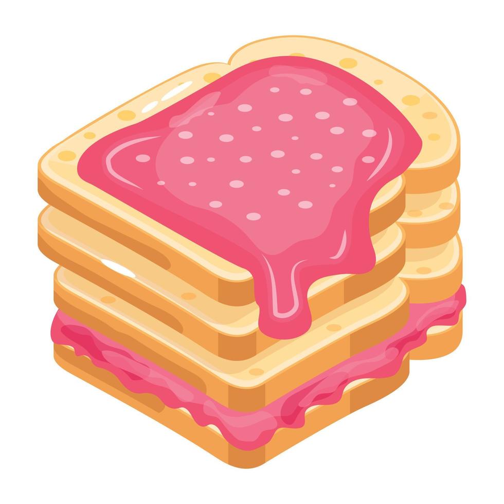 Baked food, an isometric icon of bread vector