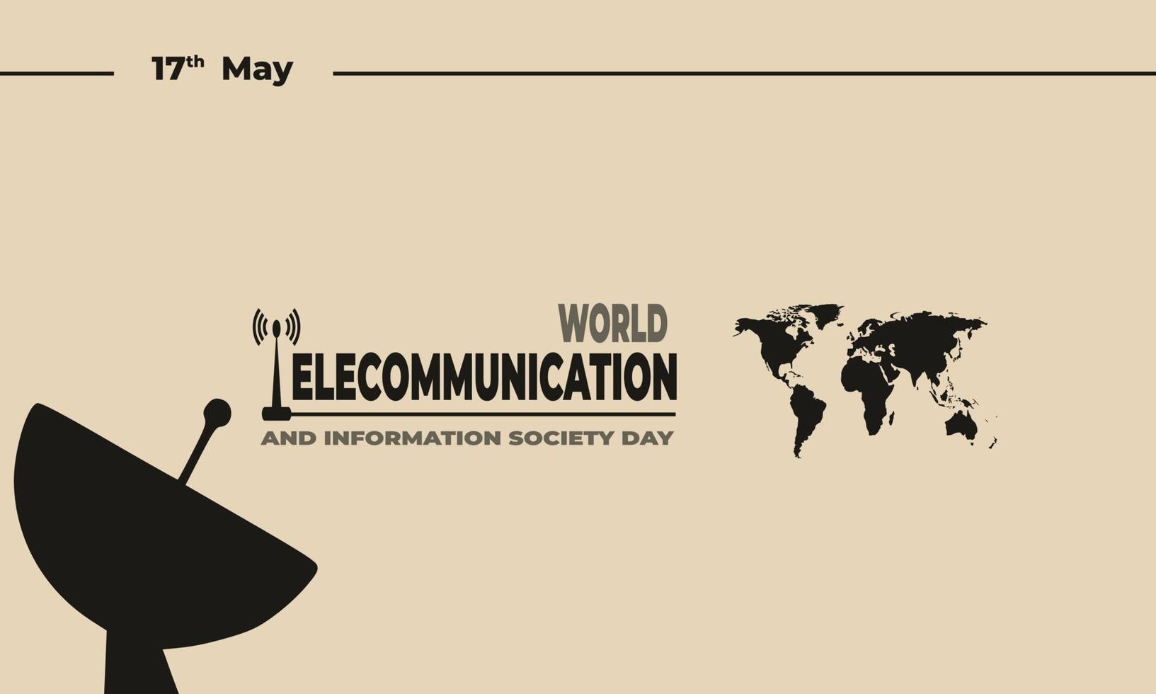 día mundial de las telecomunicaciones y la sociedad de la información, ilustración de fondo vectorial y texto. vector