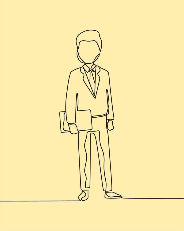 continuous line drawing on business man vector