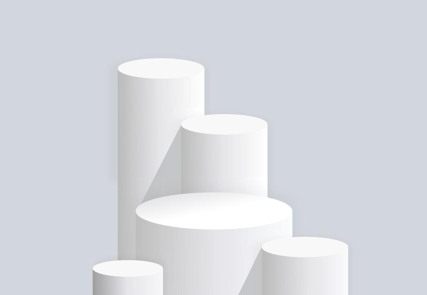 Modern white 3D realistic podium for your product showcase. Vector illustration.