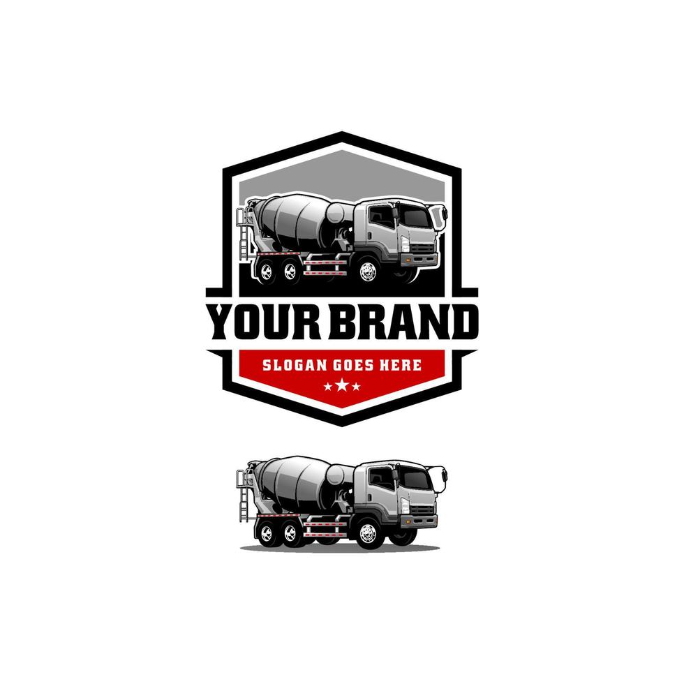 concrete mixer truck, construction vehicle illustration logo vector