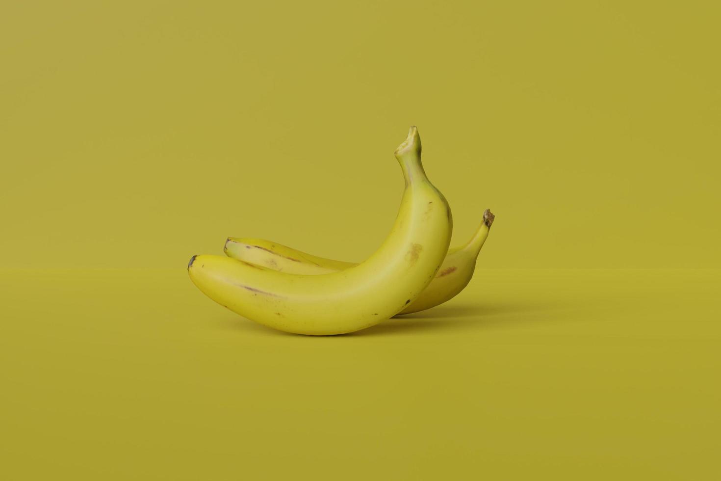Banana with isolated on yellow background photo