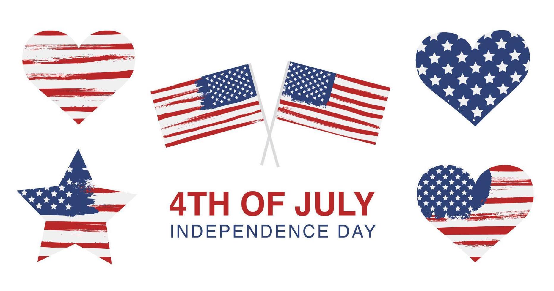 día de la independencia de los estados unidos, 4 de julio. bandera grunge de estados unidos. vector