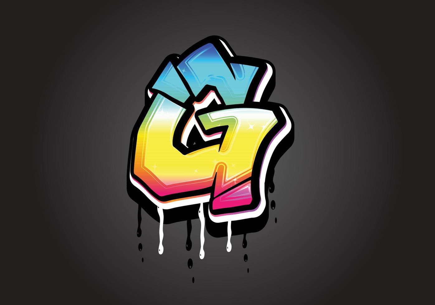 G letter 3D Graffiti Dripping  alphabet font vector