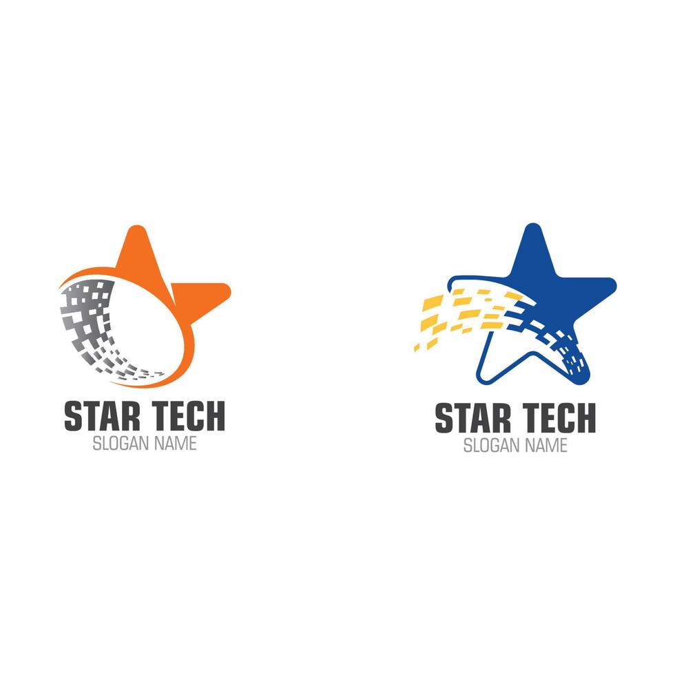 estrella con logotipo de tecnología ilustración de diseño de tecnología moderna vector