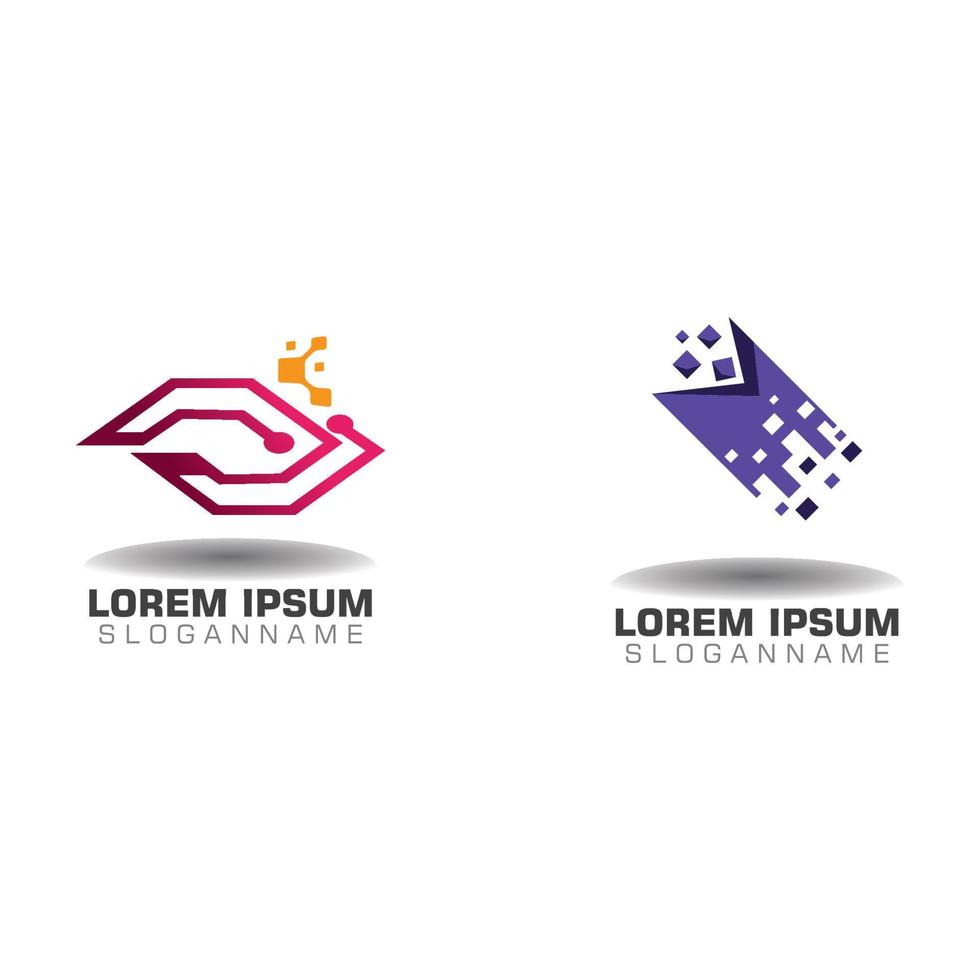 Pixel digital creative logo design modern technology template vector