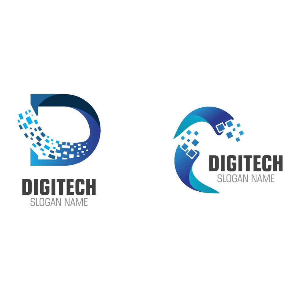 Pixel digital creative logo design modern technology template vector