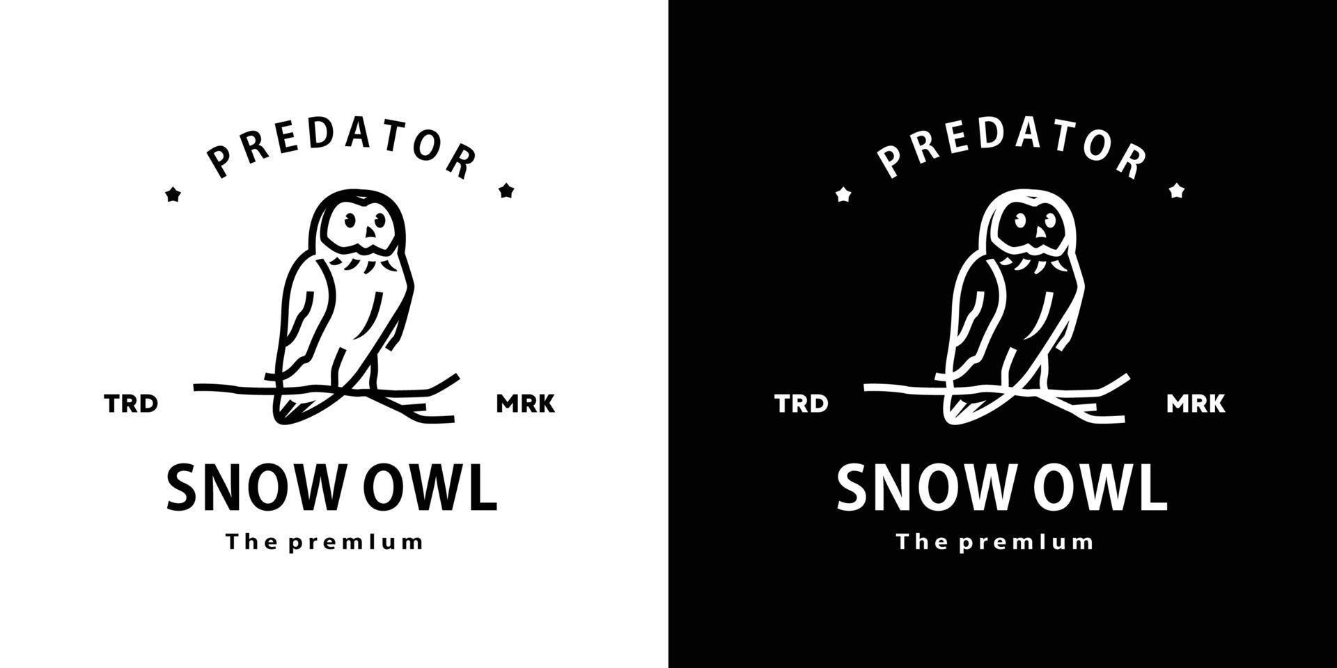 vintage retro hipster owl logo vector outline monoline art icon