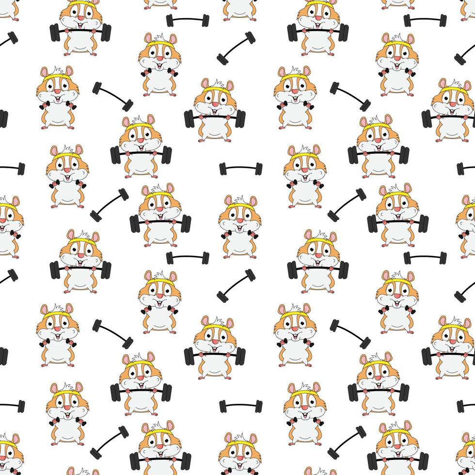 cute hamster animal cartoon seamless pattern vector