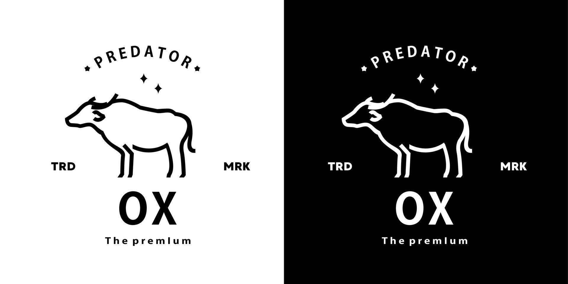 vintage retro hipster ox logo vector outline monoline art icon