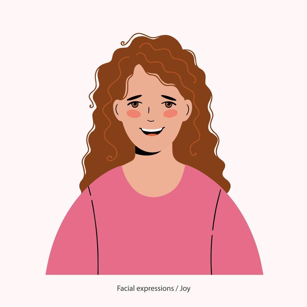 Expression on the face of a pretty girl joy vector