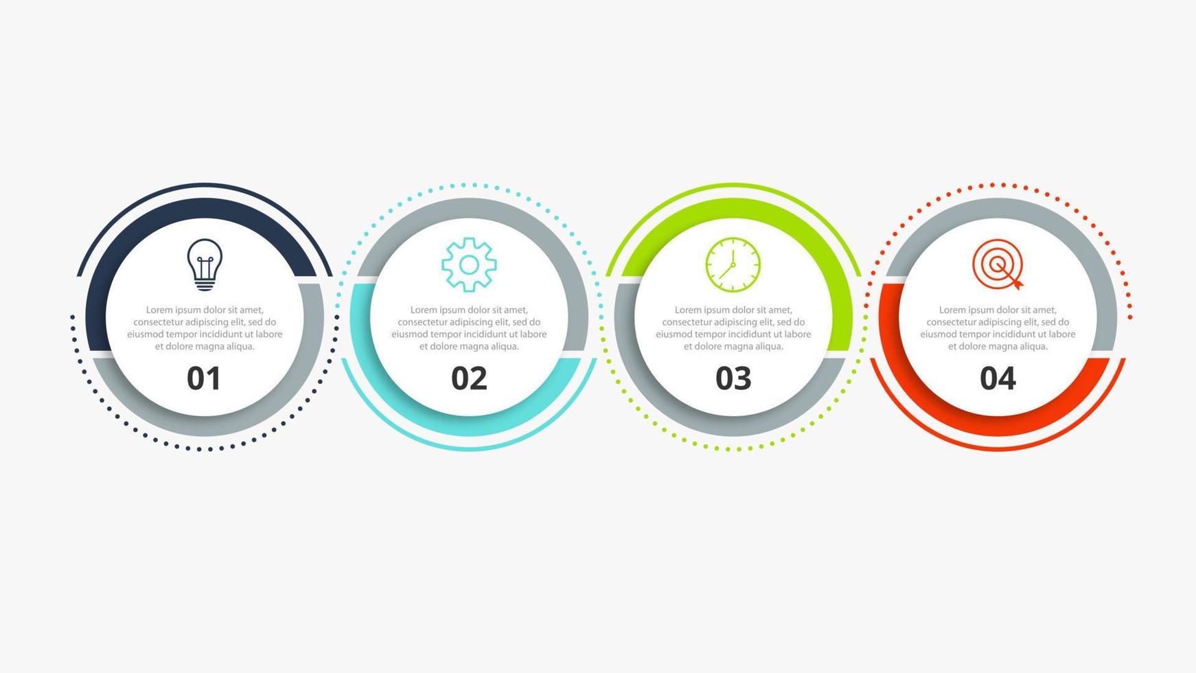 Timeline infographic design with circle for business template. Vector 4 steps.