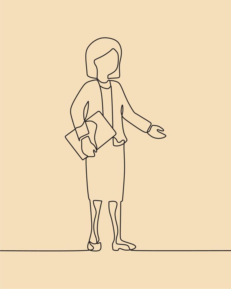 continuous line drawing on teacher vector